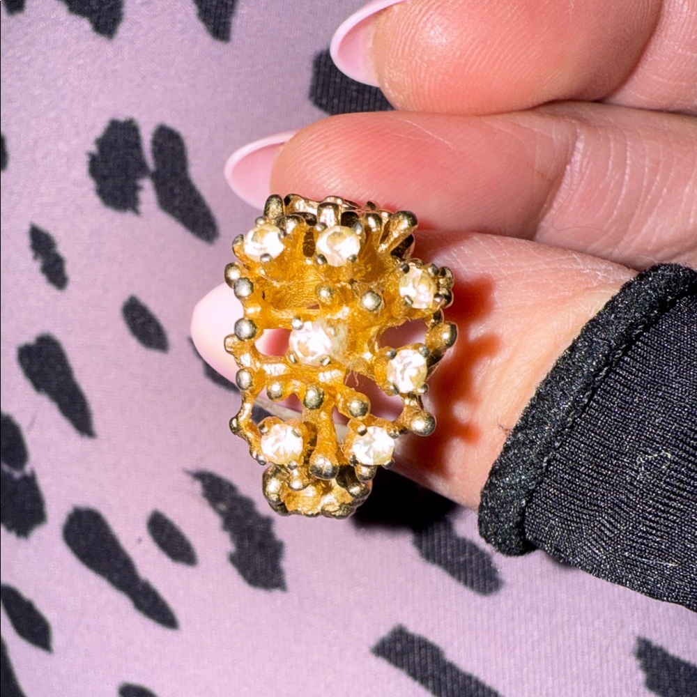 vintage gold-plated cocktail ring, - Picture 9 of 9